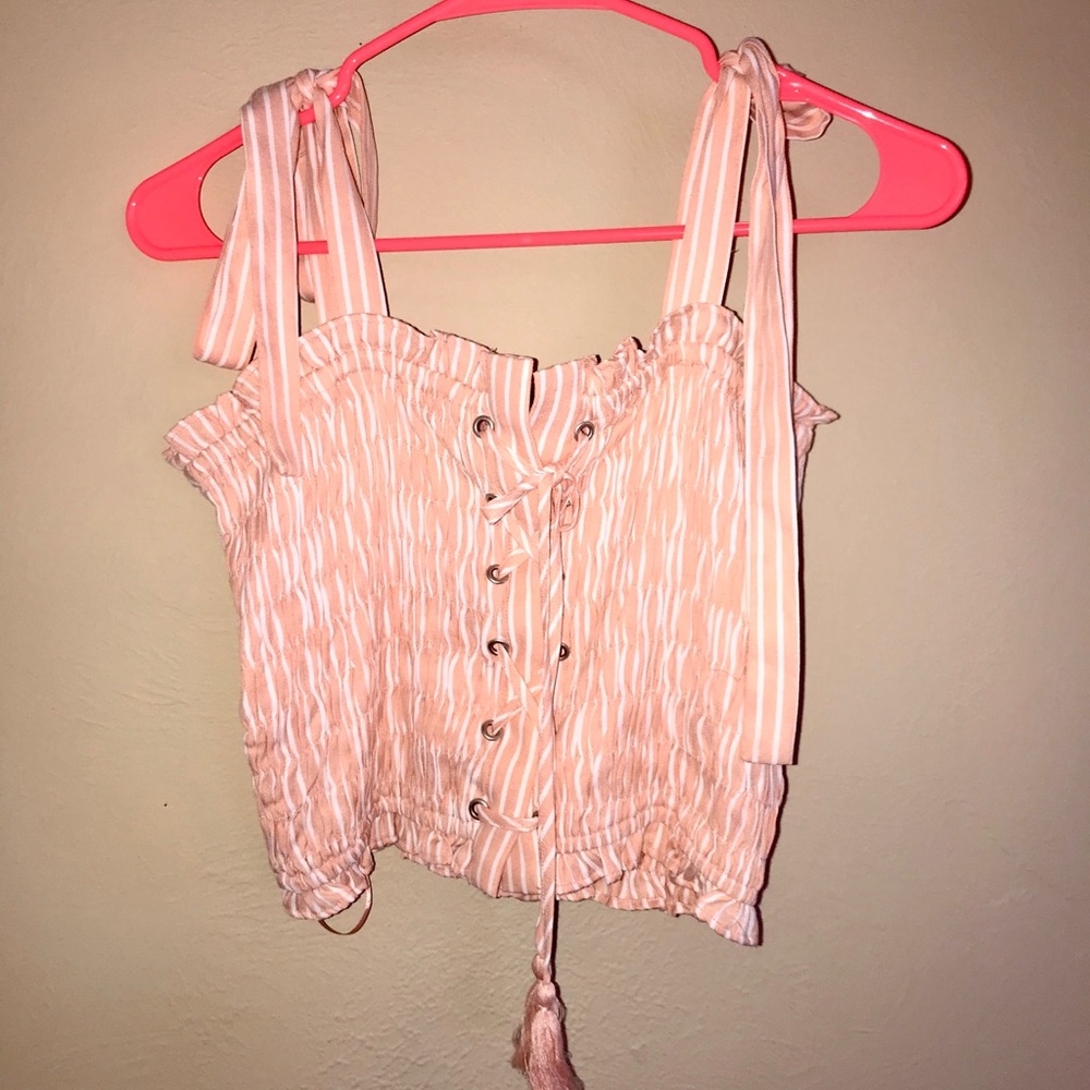 Striped pink and whit crop top